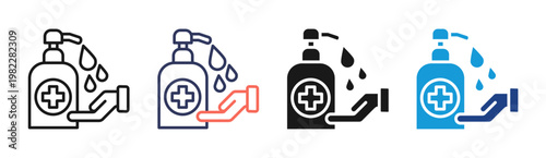 Sanitizer Wash icon set multiple style collection