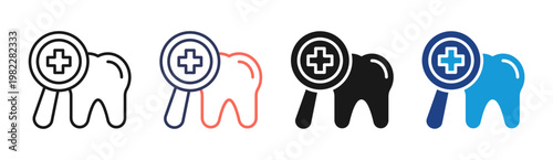 Dental Care icon set multiple style collection