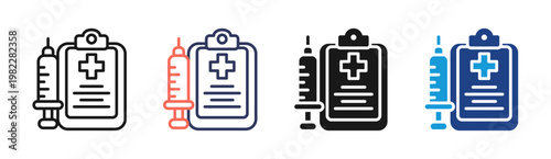 Vaccine Record icon set multiple style collection