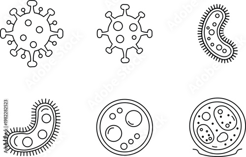 Microscopic view of diverse viruses and bacteria a scientific illustration