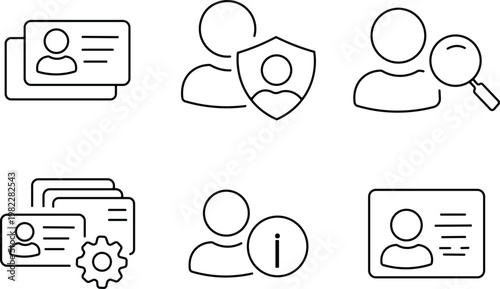 Hand drawn security and identification icons a set of line art illustrations