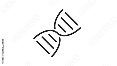 Minimalist black DNA double helix vector icon illustration. Scalable line art symbol representing genetic code, biology, and scientific research for medical and healthcare design projects.