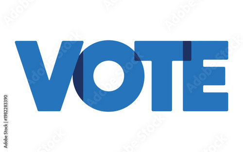 A large blue vote sign on a white background encouraging people to participate in the democratic process