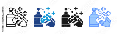 Hand Hygiene icon set multiple style collection