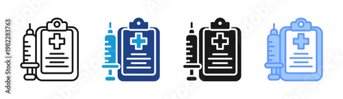 Vaccine Record icon set multiple style collection