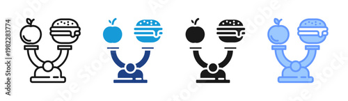 Nutrition Balance icon set multiple style collection