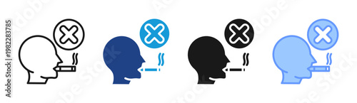 No Smoking icon set multiple style collection