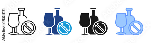 No Alcohol icon set multiple style collection