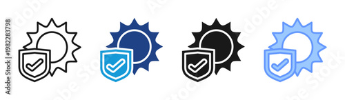 Sun Protection icon set multiple style collection
