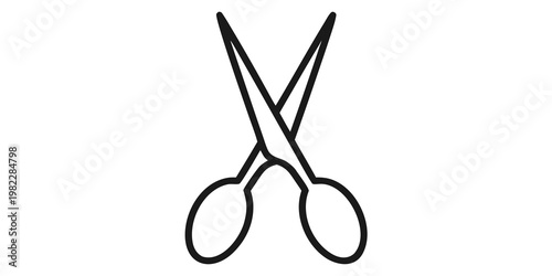Minimalist black outline scissors icon for design projects with scissors stationery hairdressing equipment implement crafting business isolated background creative education supplies