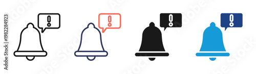 Alert Bell icon set multiple style collection