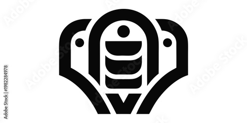 Abstract train front silhouette icon stylized design with black and white transportation silhouette abstract commuter locomotive minimalist movement technology transport railroad industry