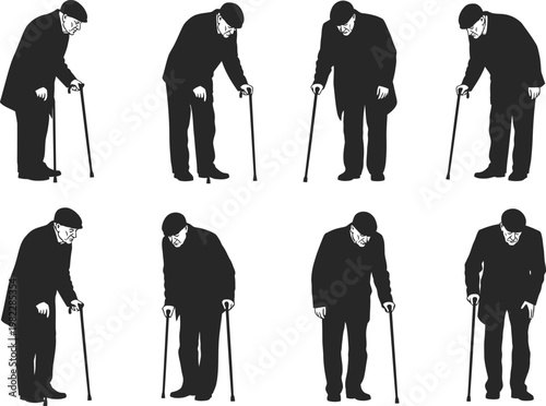 Celebrating fathers day silhouette collection of distinguished gentlemen with canes a timeless tribute