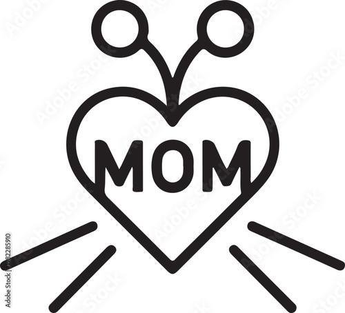 Scissors cutting a heart labeled mom symbolizing maternal love and appreciation Vector


