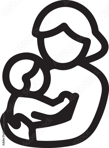 A mother tenderly holding her newborn baby close to her chest in a caring embrace Vector

