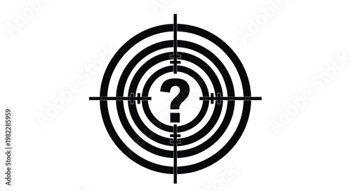 A black target with concentric circles features a central question mark suggesting uncertainty high quality professional