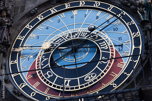 the medieval astronomical clock in the Old Town square in Prague  Czechia