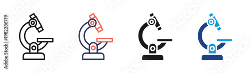 Medical Microscope icon set multiple style collection