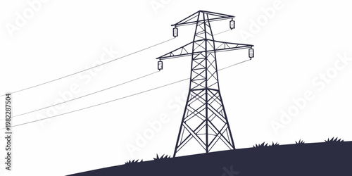High voltage electrical power transmission tower silhouette illustration with electricity transmission infrastructure electrical silhouette technology industrial engineering