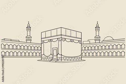Architectural sketch of a grand building with symmetrical towers and arched windows Vector