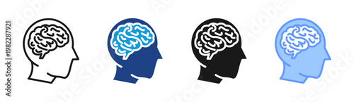Brain Health icon set multiple style collection