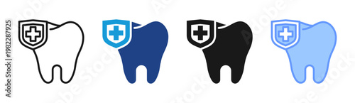 Dental Shield icon set multiple style collection