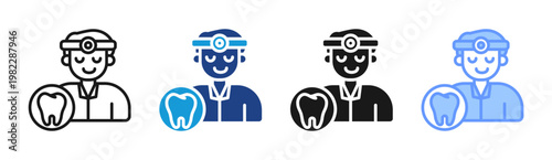 Dentist Care icon set multiple style collection