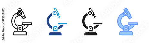 Medical Microscope icon set multiple style collection