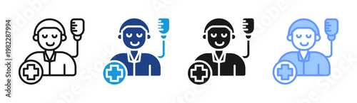 Iv Therapy icon set multiple style collection