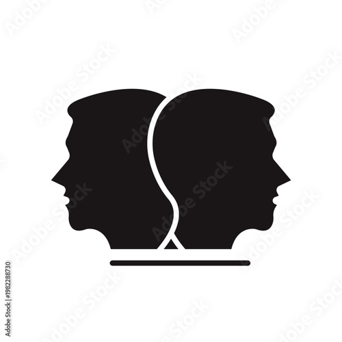 multiple personality icons minimalist flat style design, multiple personality Vector illustration on white background