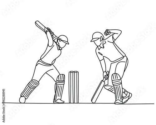 Cricket players compete during a match.