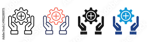 Service Support icon set multiple style collection