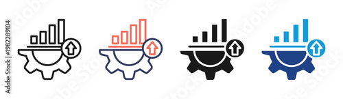 Fotografie Growth Analytics icon set multiple style collection