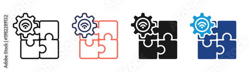 System Integration icon set multiple style collection