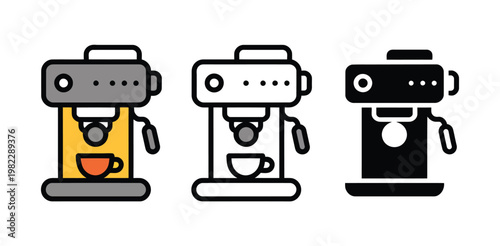 Coffeemaker icons illustrate three styles.