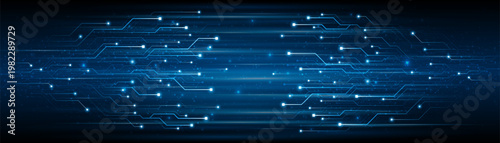 Blue glowing lines with glitter light effect on dark background. High speed internet technology concept or fast wireless data transmission. modern internet network connection technology background