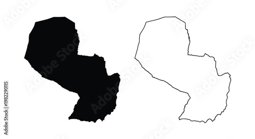 A contrasting depiction of paraguay s geographical outline solid black and white line high quality professional