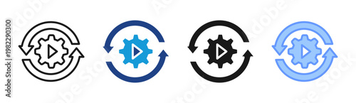 Process Cycle icon set multiple style collection
