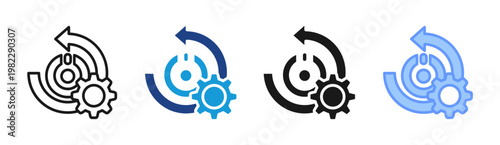 System Rotation icon set multiple style collection