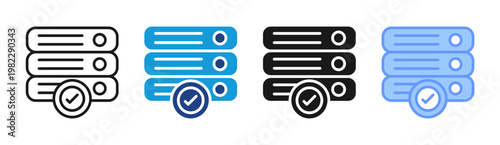Server Check icon set multiple style collection