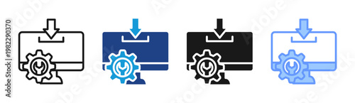 Data Download icon set multiple style collection