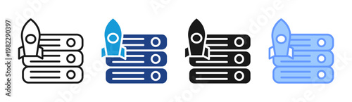 Server Launch icon set multiple style collection