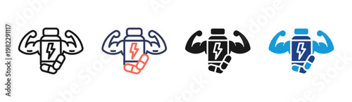 Power Protein icon set multiple style collection