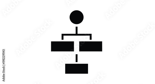 A simple black and white diagram depicts a hierarchical structure with a central figure high quality