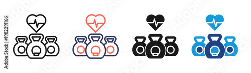 Kettlebell Set icon set multiple style collection