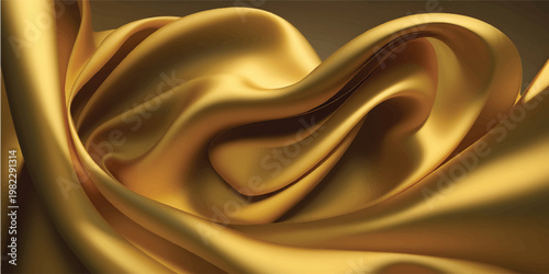 Luxurious gold fabric drapes.  Fluid, flowing gold material