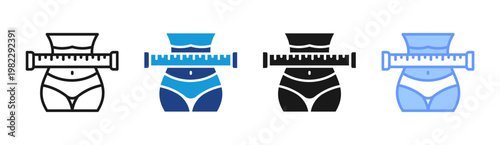 Waist Measure icon set multiple style collection