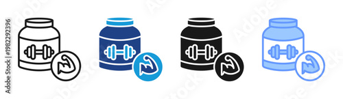 Protein Supplement icon set multiple style collection