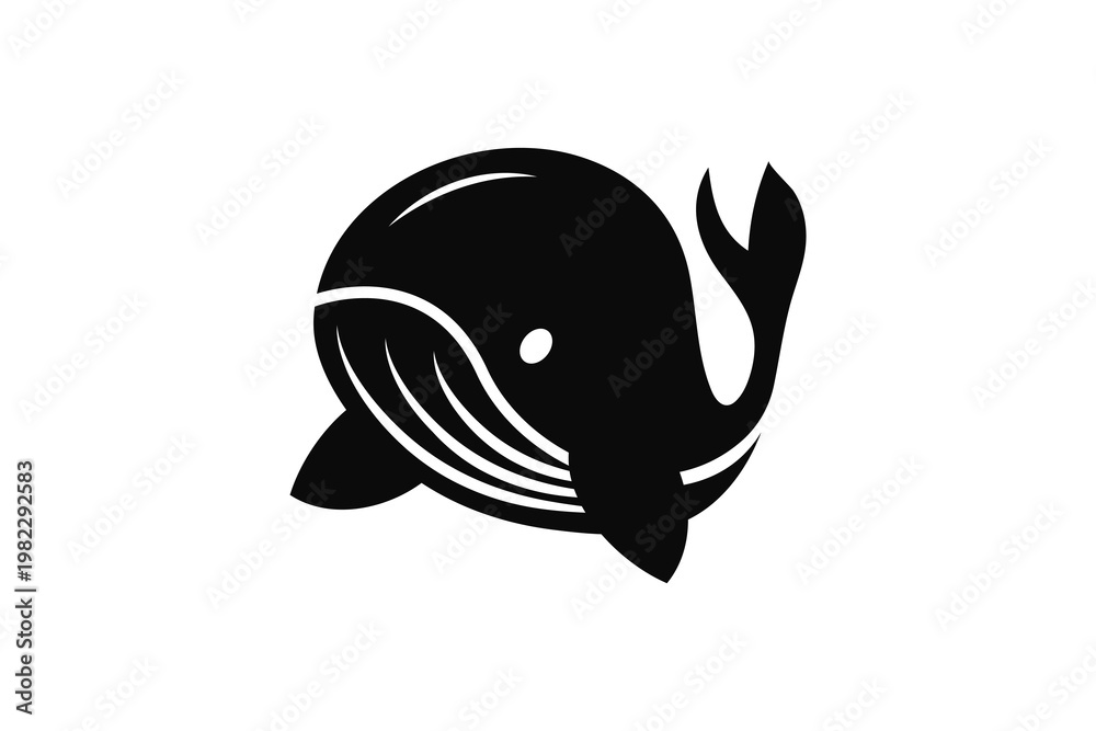 Obraz premium Minimalist whale illustration a black and white marine mammal design