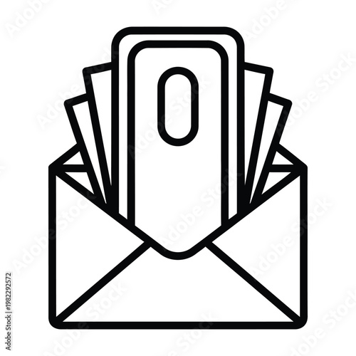 Envelope with money bills inside depicting payment or financial transaction envelope transfer currency banknote